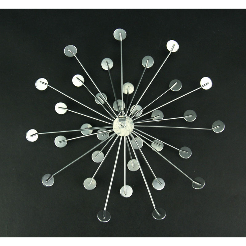 Eclectic silver and gold metal starburst wall sculpture set with rhinestone and crystal accents — set of 3, 10" dia., 1.75" deep
