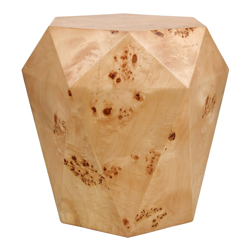 Malva Burl Wood Geometric Side Table