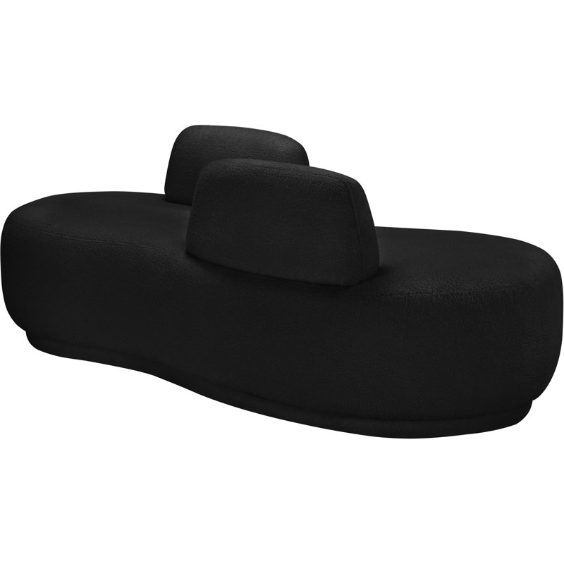 Chaise longue / causeuse Argyle, Tissu noir en fausse peau de mouton