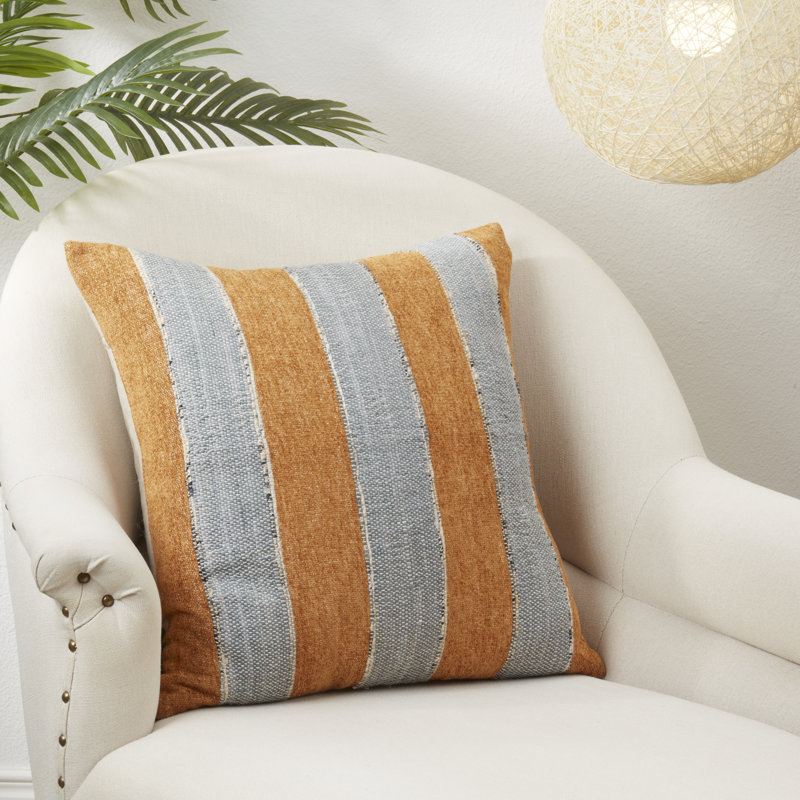 Coussin décoratif en coton à rayures Gwendolen Collection, Duvet, H 20 po x l 20 po, Carré