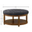 Grande tablette ronde en lin rembourré, L 32,5 po x l 32,5 po, H 18 po, charbon de bois, tablette en bois massif, capacité de 300 livres, pour emplacements multiples, taille 32,5 po, hauteur de siège de 18 po, intérieur / extérieur, assemblage facile-129907033