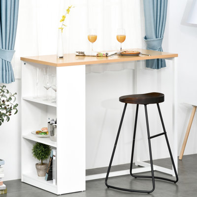 Table de bar de cuisine blanche à hauteur de comptoir avec 3 tablettes pour la salle à manger et le salon, 3 tablettes de rangement modernes, blanc, par pièce