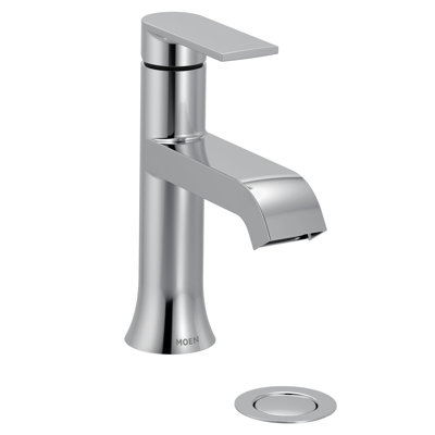 Moen 6706 Genta LX One-Handle Modern Bathroom Sink Faucet, Chrome, Single Hole with Optional Deckplate, Includes Pop-Up Drain