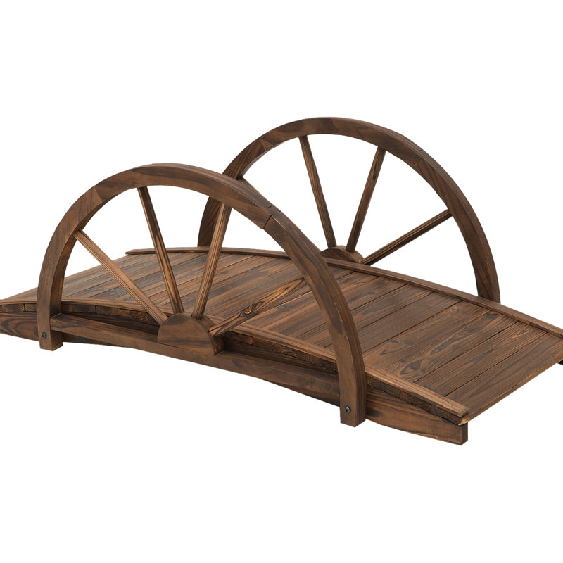 Passerelle à arc en bois 3,3 pi - Sapin massif, bois teinté, demi-allée pour allée de jardin, sentier de beauté extérieur
