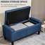 Banc de rangement bleu foncé By, revêtement en lin recouvert de boutons, chambre à coucher polyvalente et repose-pieds en lin, plateau pour la maison et les espaces intérieurs, solution de repos fonctionnelle