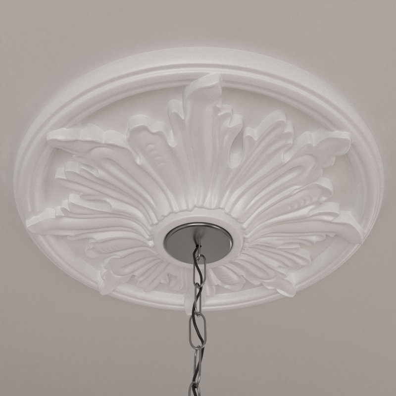 Endurathane Elena Ceiling Medallion, 19 5/8"OD x 2 3/8"ID x 2 3/8"P, Factory Primed
