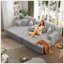 Ensemble 2 pièces surdimensionné de méridienne double, luxueux canapé-lit en velours côtelé moelleux avec 6 coussins et une poche de rangement, pour les petits espaces, le cinéma maison et le salon-1607512794