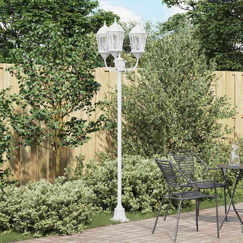 Garden Light Aluminium and Glass Pathway Lights Outdoor Lighting, White Aluminum, 241cm H x 57cm W x 49cm D