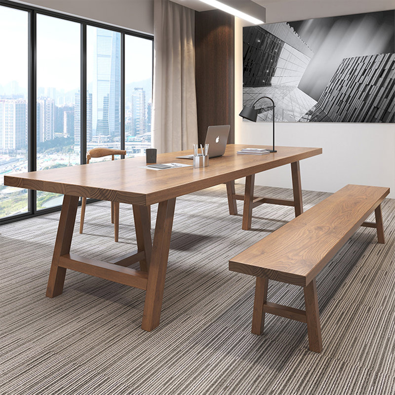 Table de conférence rectangulaire en bois massif moderne et minimaliste, H 29,53 po x L 70,87 po x l 31,5 po