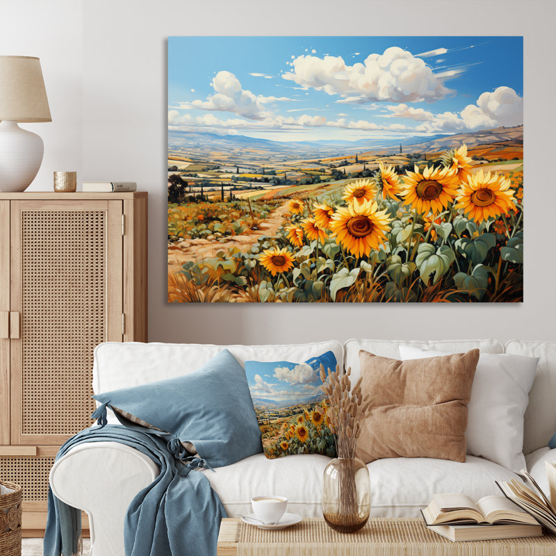 Koleby, Espagne, tournesols, champ de chaleur, sur toile I, 24" H x 32" W, Toile tendue