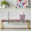 Banc floral rembourré or-135447538