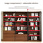 Bibliothèque en bois massif H 78,74 "x l 32,68" avec portes en verre, vitrine murale grande capacité et tablette de rangement pour le salon et le bureau
