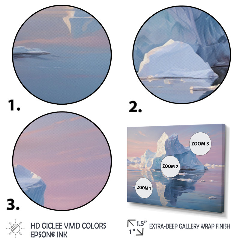 Iceberg blanc et blanc sérénité, Cadre flottant doré, H 12 po x l 20 po x P 1 po