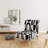 Monochrome Geometric Pattern VIII - Mid-Century Upholstered Slipper Chair