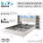 Shila 45.1" Lift Up Storage Bed Frame with Charging Station, LED Bookcase Headboard & 2 Side Shelf, Queen Size, Distressed White-105505027-105505028