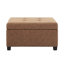 Banc de rangement rembourré 35 po carré en similicuir brun avec revêtement gaufré et pieds en bois de bouleau pour le salon et le bureau