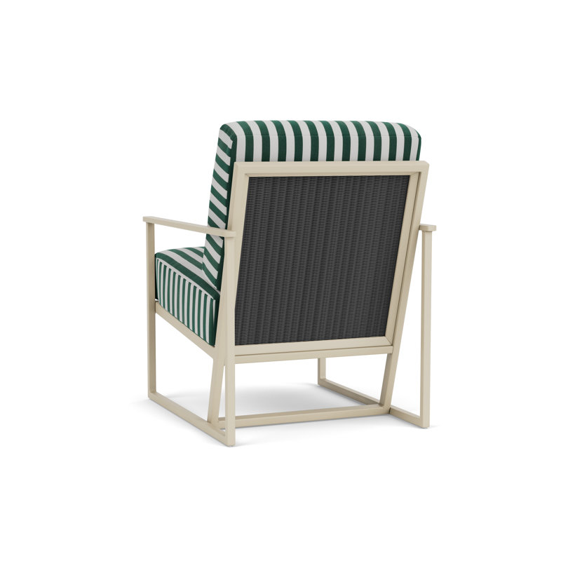 Summit Outdoor Lounge Chair, Linen, Hickory, Safari White Stripe