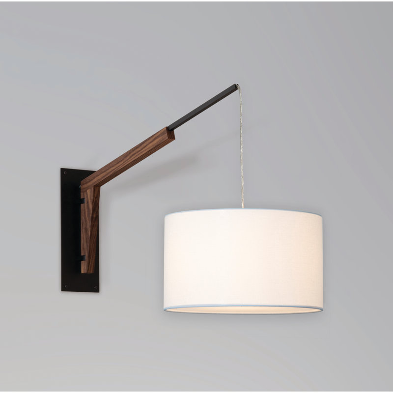 Talea 1 - Light Swing Arm, Textured Black Powdercoat/Walnut, White