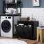 Armoire à linge double inclinable pour salle de bain. 2 pour le rangement des toilettes, armoire de plancher noire. Espace de rangement généreux pour les serviettes. Séparé et foncé. Fabriqué à l'eau. Fonction de surmatelas. Fixation murale. L 30 po x