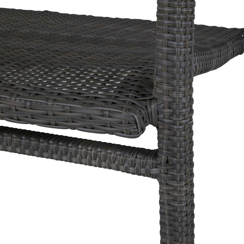Skye Wicker Garden Bench, Slate Gray, No Welt, Linen Chambray