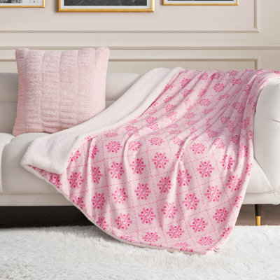 Juicy Couture Plush Reversible Sherpa Throw Blankets