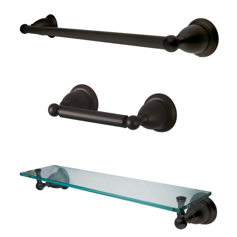 Kingston Brass Heritage 3-Piece Bathroom Hardware Set, Oil Rubbed Bronze