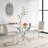 Brintney Contemporary Square Clear Dining Tempered Glass Table with Stainless Steel Legs,dinning table,dining room table-2102820045