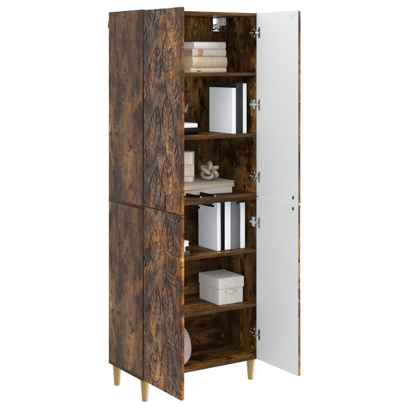 4 -Door 4 -Shelf Storage Cabinet, Smoked Oak