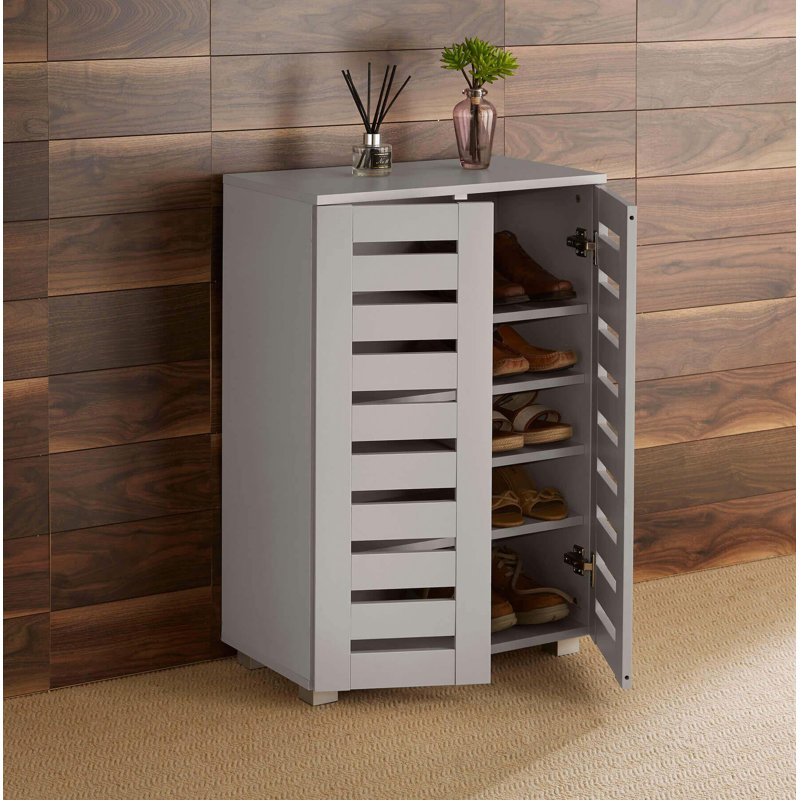Oslo 10 Pair Shoe Storage Cabinet, Grey