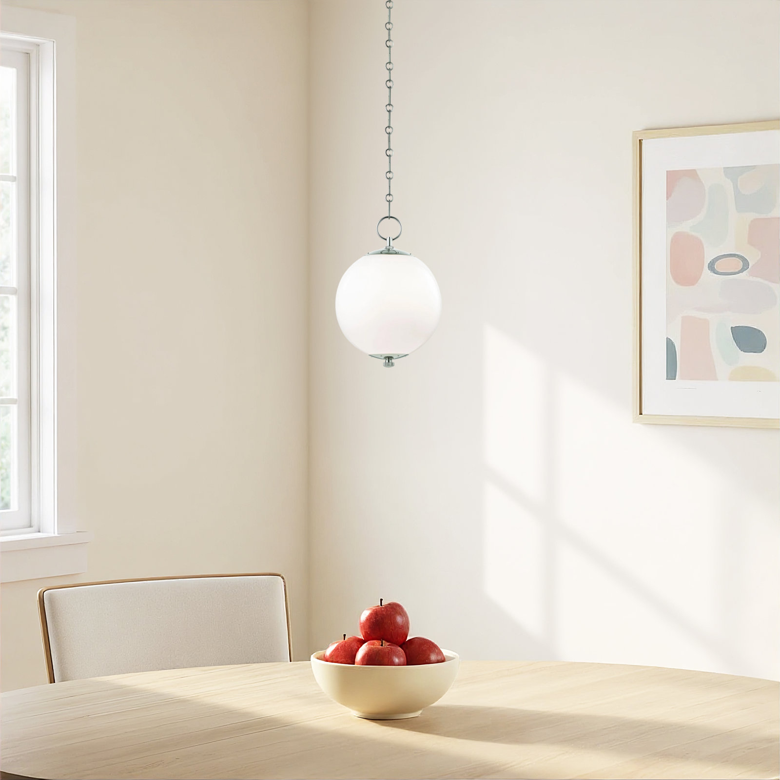 Mark D. Sikes Sphere Single Pendant, 15.25" H x 11.5" W x 11.5" D, Polished Nickel