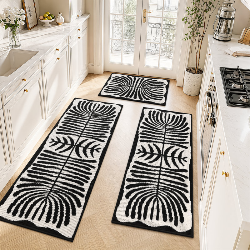 Tapis de couloir antidérapant Boho (ensemble de 3), Noir