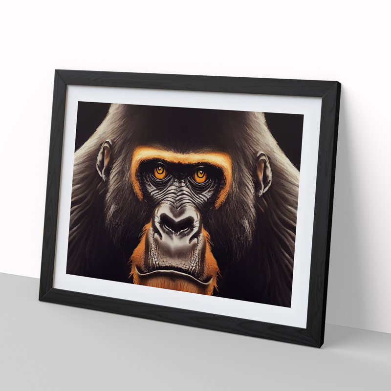 Captivating Gorilla - Framed Print, 25cm H x 34cm W x 2cm D, Black