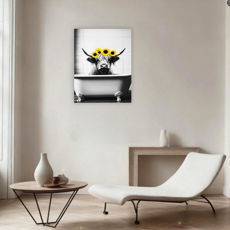 Black And White Cow Unframed Canvas Wall Art  24" X 36"