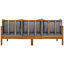 Canapé de patio 3 places peu encombrant, design moderne en bois d'acacia, parfait pour se détendre dans la cour