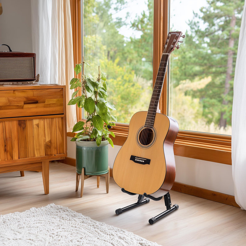  Folding Guitar Stand Floor A-Frame with Foam Arms Black Instrument Display Stand Universal Fit for Acoustic Guitars Banjo Electric Bass