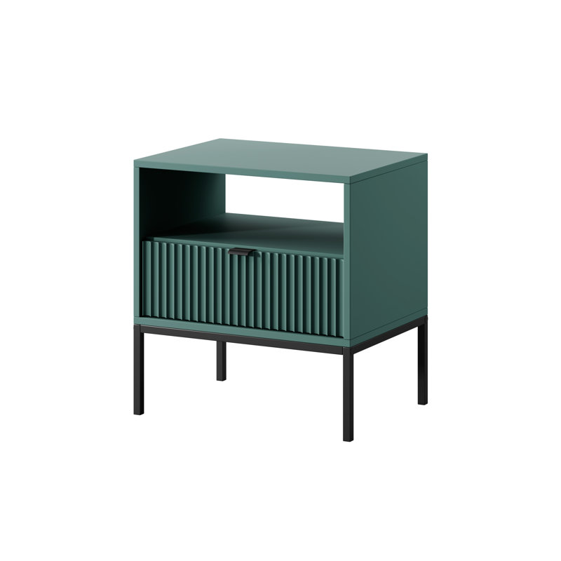 Bernhardine 54cm W Steel Bedside Table, Black, Labrador Green