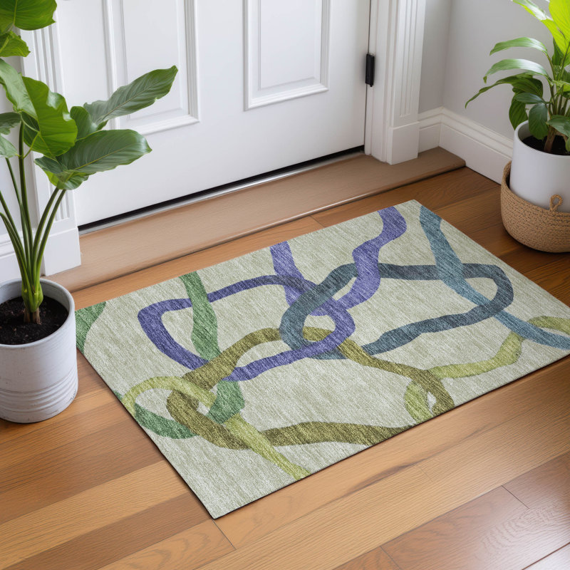 Machine Washable Indoor/Outdoor Erfried ACN2394 Abstract Rug, Rectangle 1'8" x 2'6"