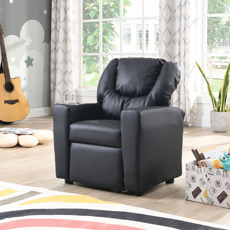 Fauteuil inclinable pour enfants, PVC noir