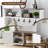 38" Farmhouse Hall Tree with Bench and Shoe Storage – Entryway Bench featuring Coat Rack, 5 Hooks, 2 Open Compartments, Barn Door, and Adjustable Shelf in Rustic White and Brown-794826784