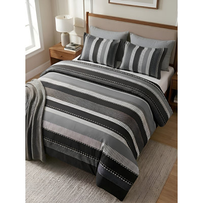 Striped Duvet Cover Set with Pillowcases Included