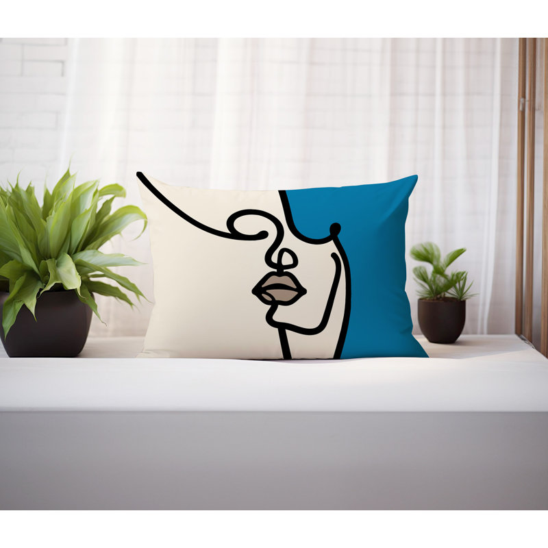 Coussin lombaire réversible intérieur / extérieur Jai Abstract, H 14 po x l 20 po, Turquoise