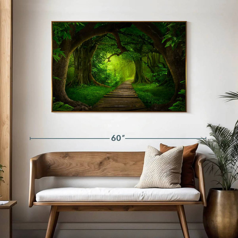 Forêt de fées, 46 po x 31 po, Cadre flottant doré