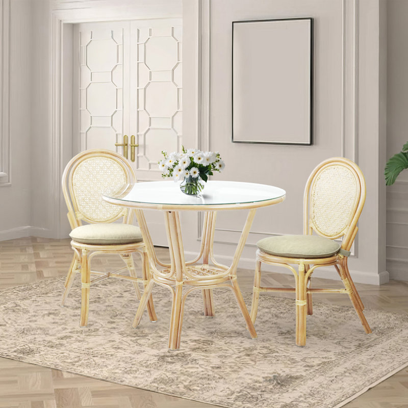 Ensemble repas rond 37,5 po Chetana Glynda, Naturel, Naturel