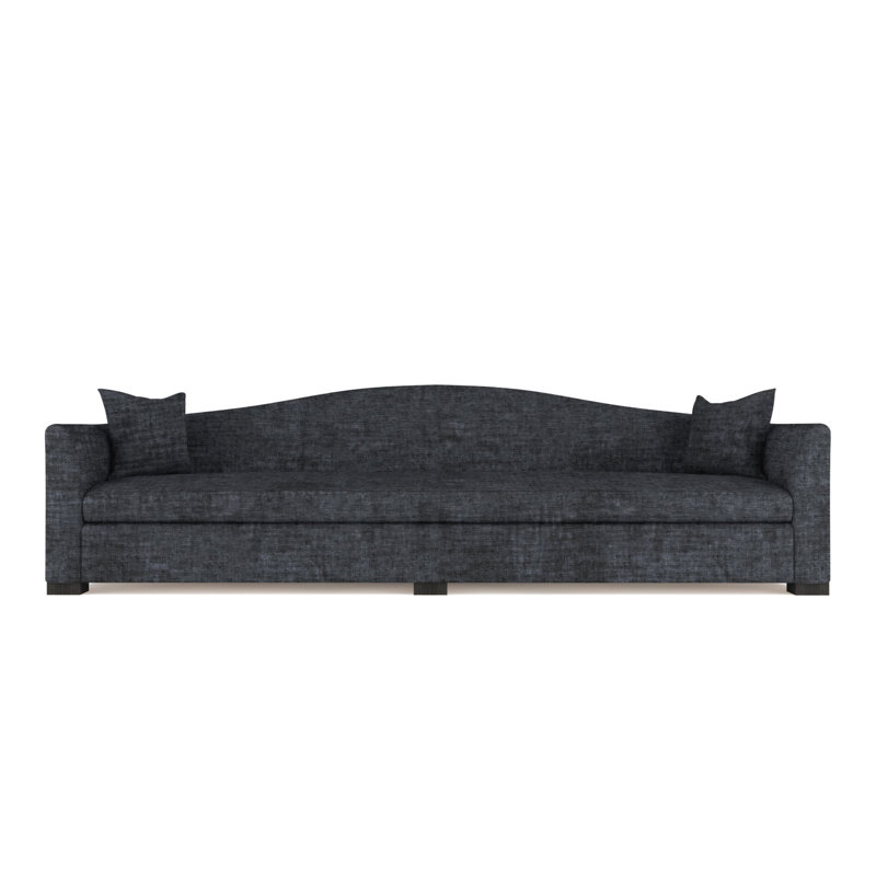 Canapé extra long Horatio Camelback Taper, H 33 po x l 120 po x P 36 po, Ébène, Velours écrasé graphite