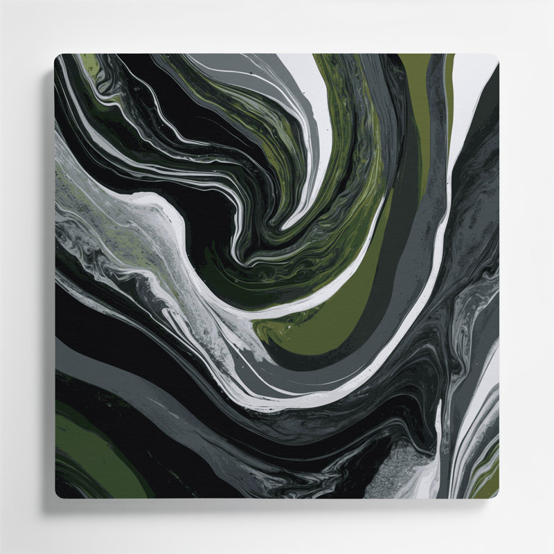 Abstrait art fluide gris 59, H 8 po x l 8 po