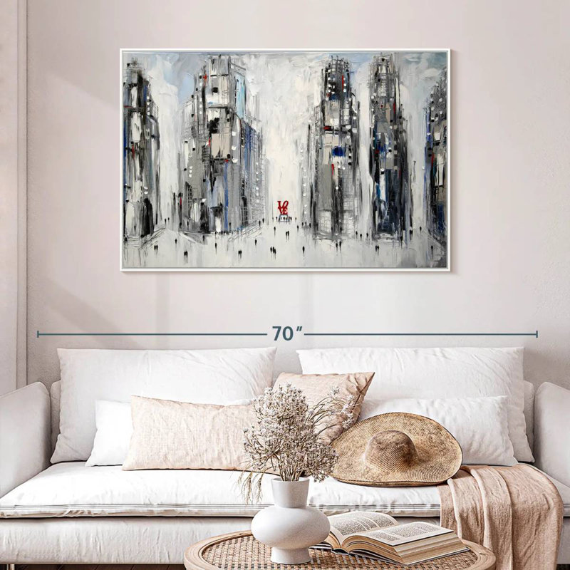 Urban Love I, Cadre flottant blanc, 46 po x 31 po