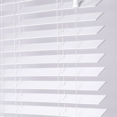 Faux Wood Blinds PVC Venetian Window Blinds Moisture Resistant Corded Light Filtering for Kitchen Bathroom Bedroom