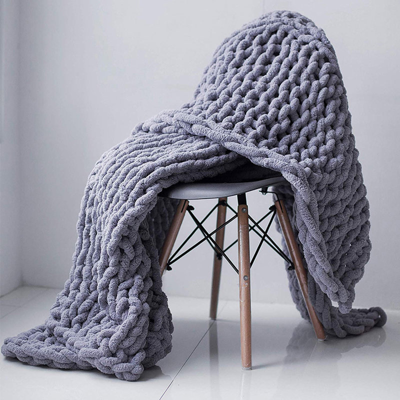 Alidiya Knitted Throw Blanket, W120 x L150cm, Grey