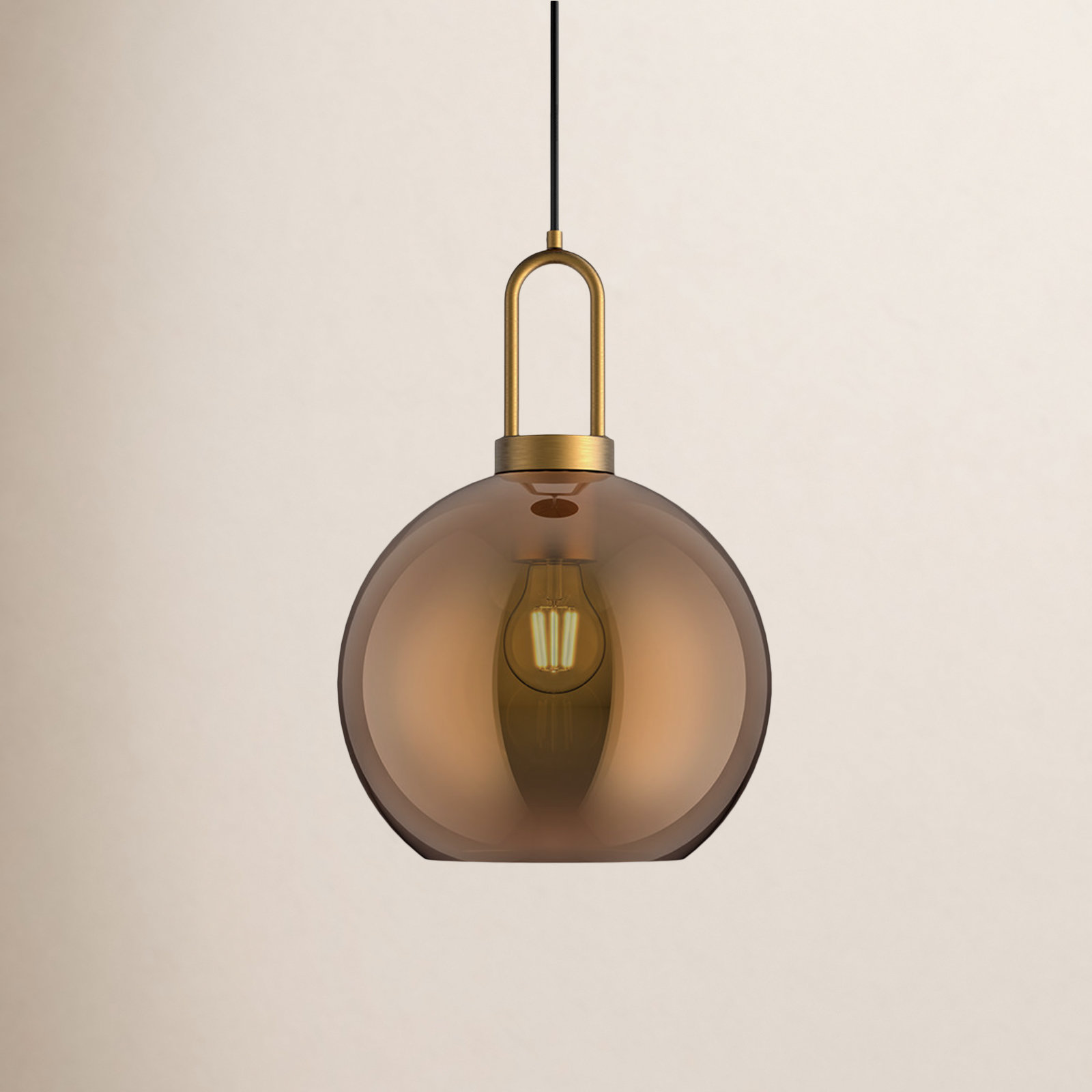 Shiloh Single Light Glass Pendant, Copper, Aged Gold, 14.375"H x 9.875"W x 9.88" D