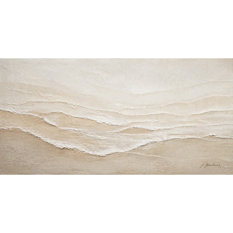 «Neutral Coastal Waves», art mural sur toile, H 27,5 po x l 55 po x P 1,5 po